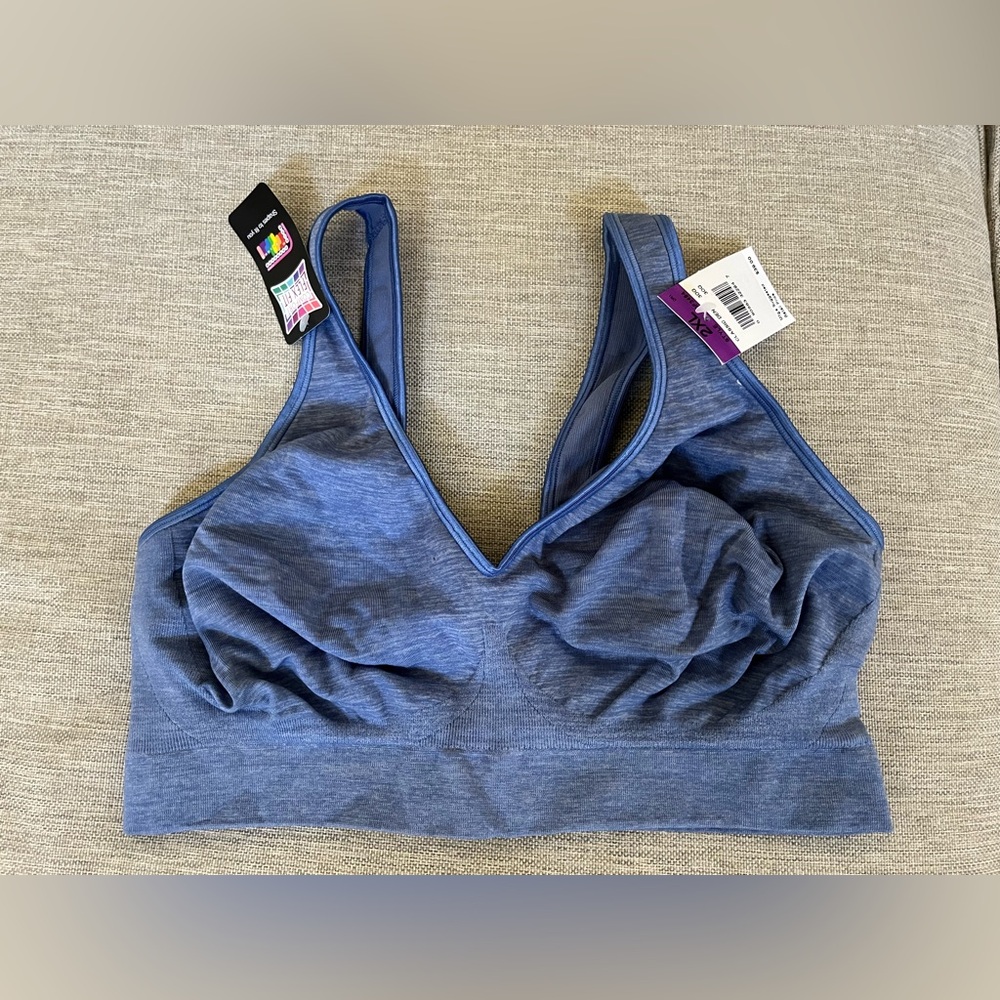 NWT Hanes Comfort Flex Fit Bra Size 2X Large Cups Style 3484 Blue Wireless